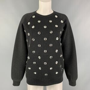MARC JACOBS Size XS Black Applique Wool Blend Crew-Neck Pullover